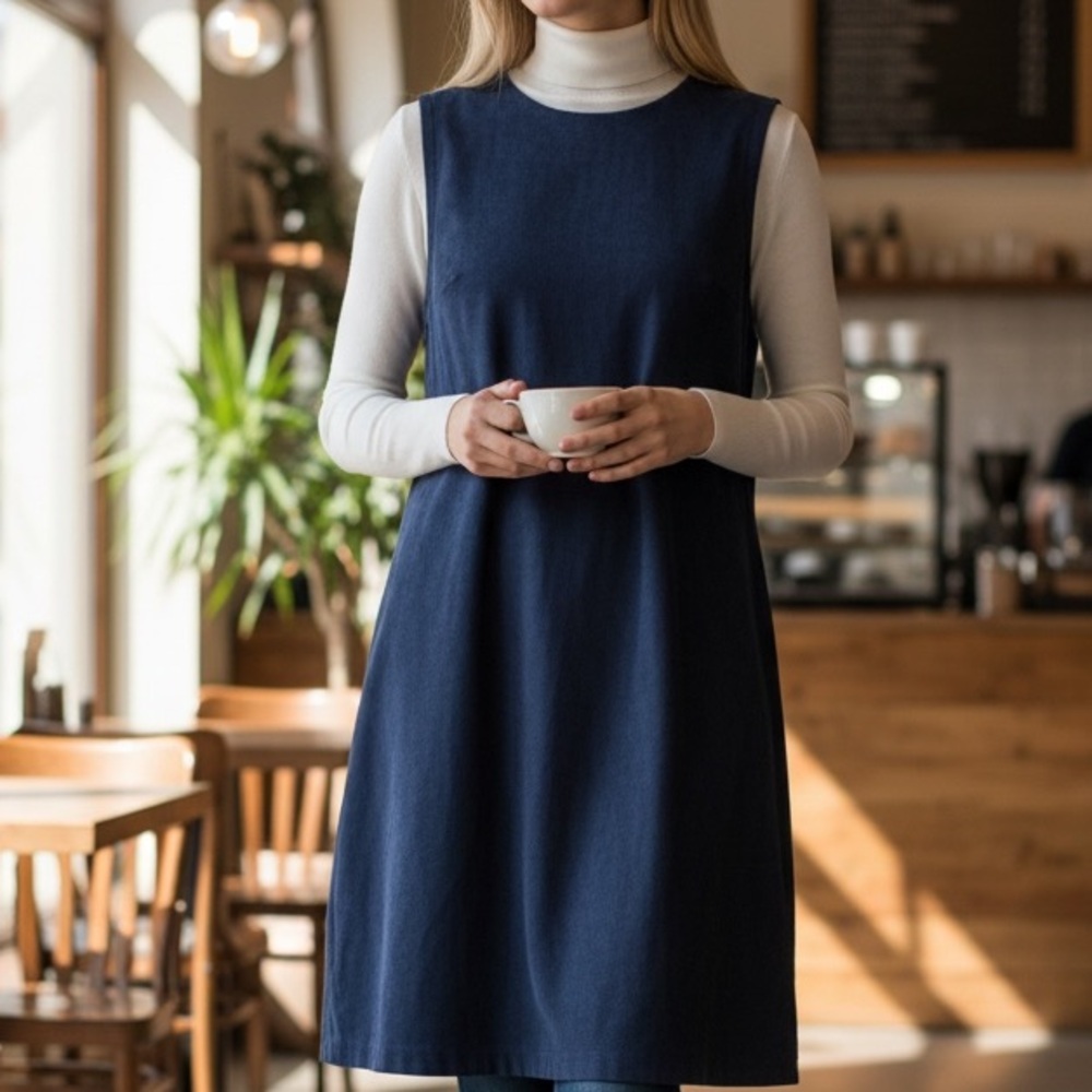 Woman Within Navy Corduroy Jumper 14/16 dress - Picture 2 of 7